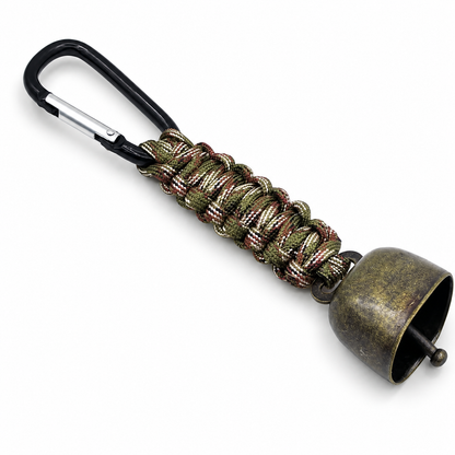 Outdoor Camping Warning Bell with Paracord Carabiner – Hiking Survival Keychain & Backpack Safety Bell