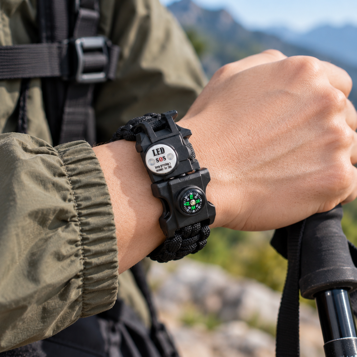Multifunction Paracord Survival Bracelet with Compass & Emergency Tools