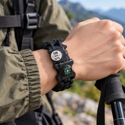 Multifunction Paracord Survival Bracelet with Compass & Emergency Tools