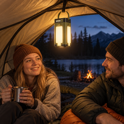 Portable Solar LED Camping Lantern with USB Charging & Hanging Handle