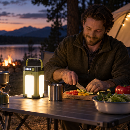 Portable Solar LED Camping Lantern with USB Charging & Hanging Handle