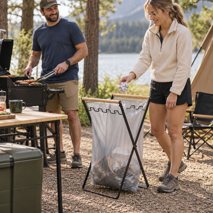 Foldable Outdoor Trash Bag Stand for Camping, BBQ & Picnics